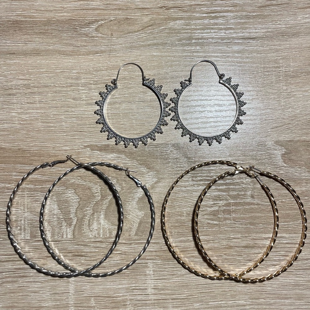 LAST CHANCE Lot of 3 Hoop Earrings